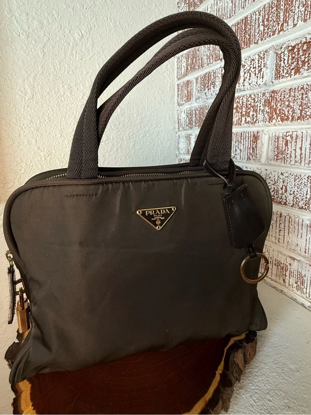 Prada  Nylon Satchel with Gold Hardware